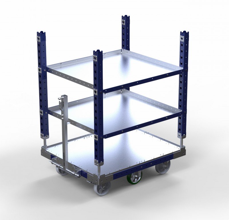 Carrito de estante plano FlexQube con enganche para remolque