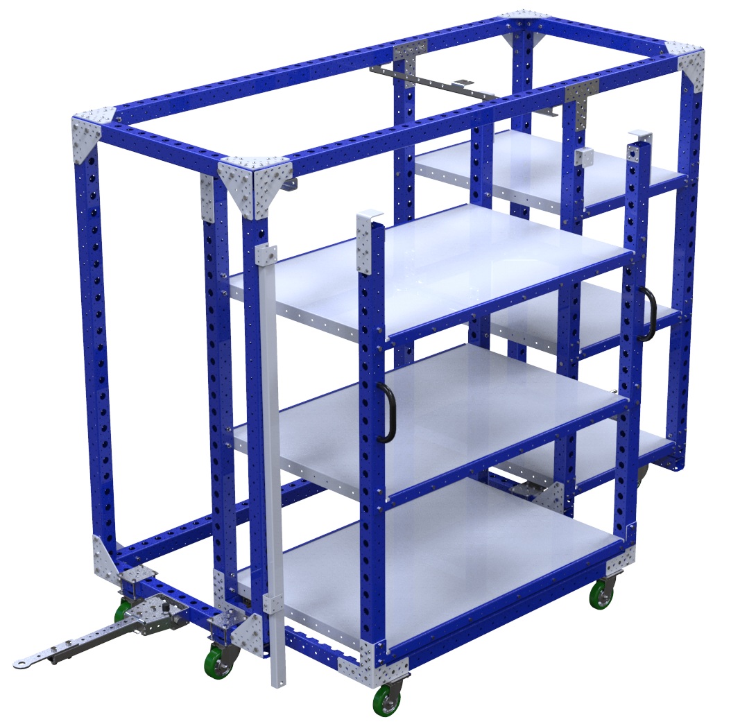 Modular & industrial material handling mother-daughter cart by FlexQube
