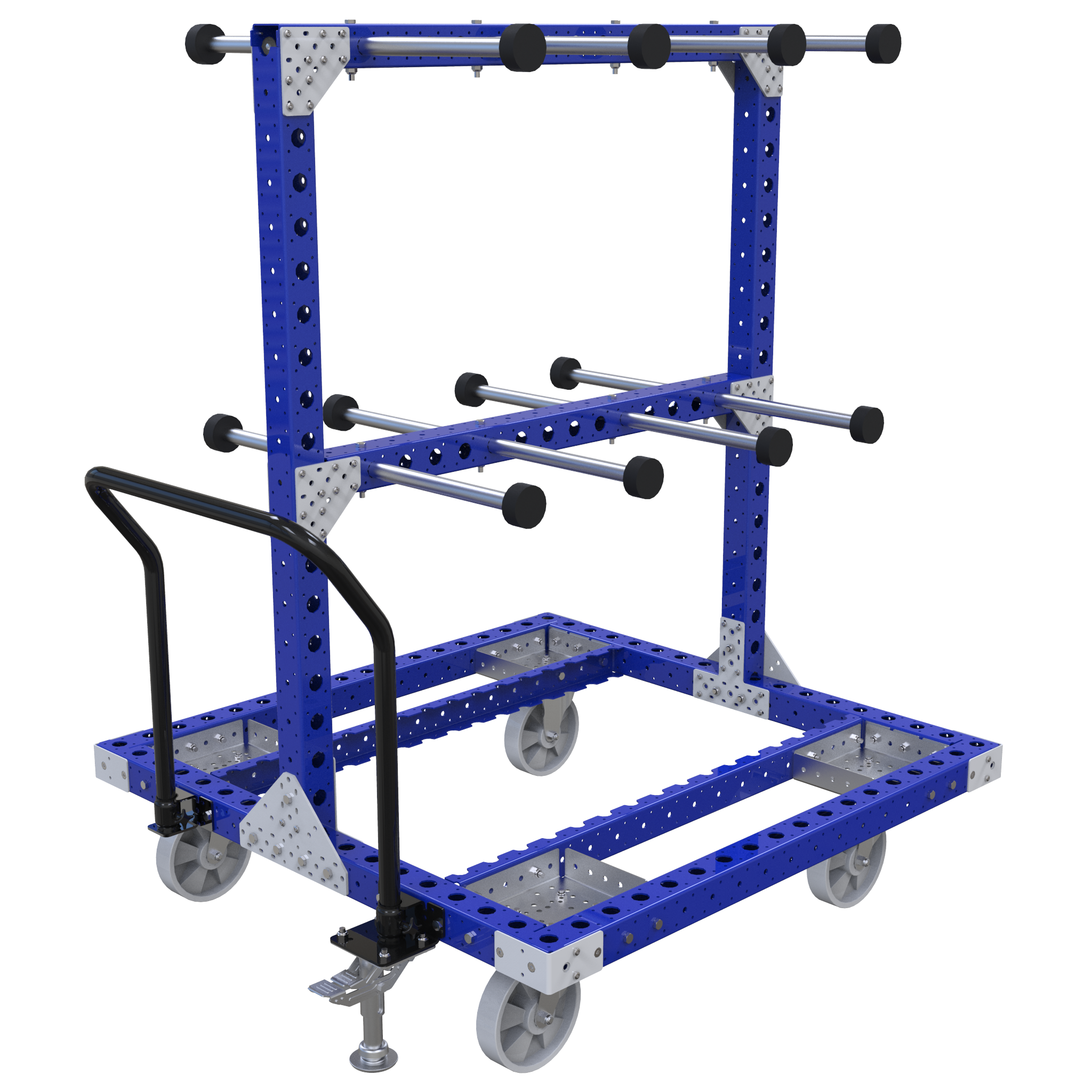 Hanging cart designed to store and transport coils hoses. 