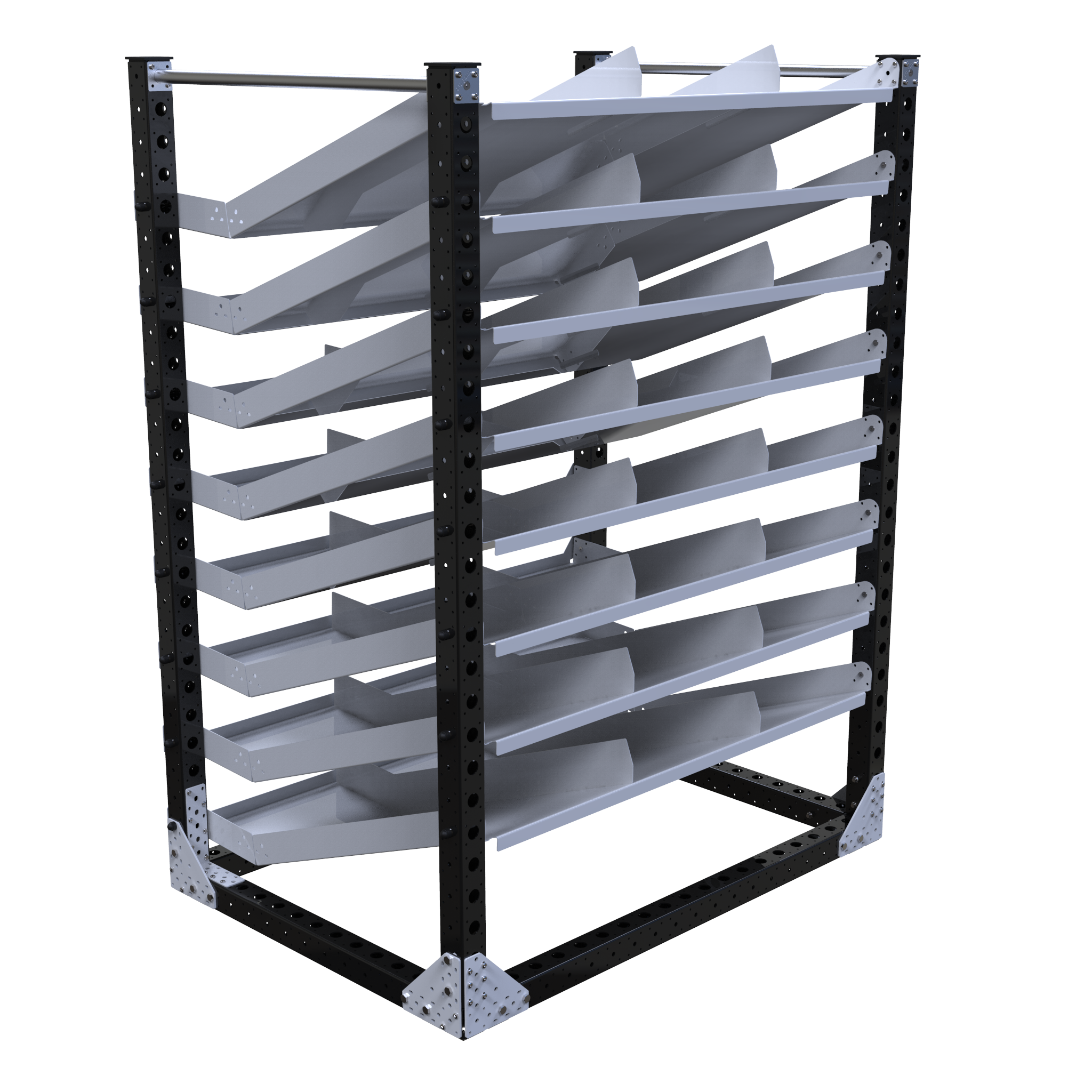 Carro con estante de flujo: 1470 x 1050 mm-1