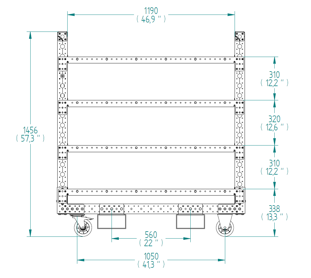 Carro de estantería plana 700 x 1330 mm