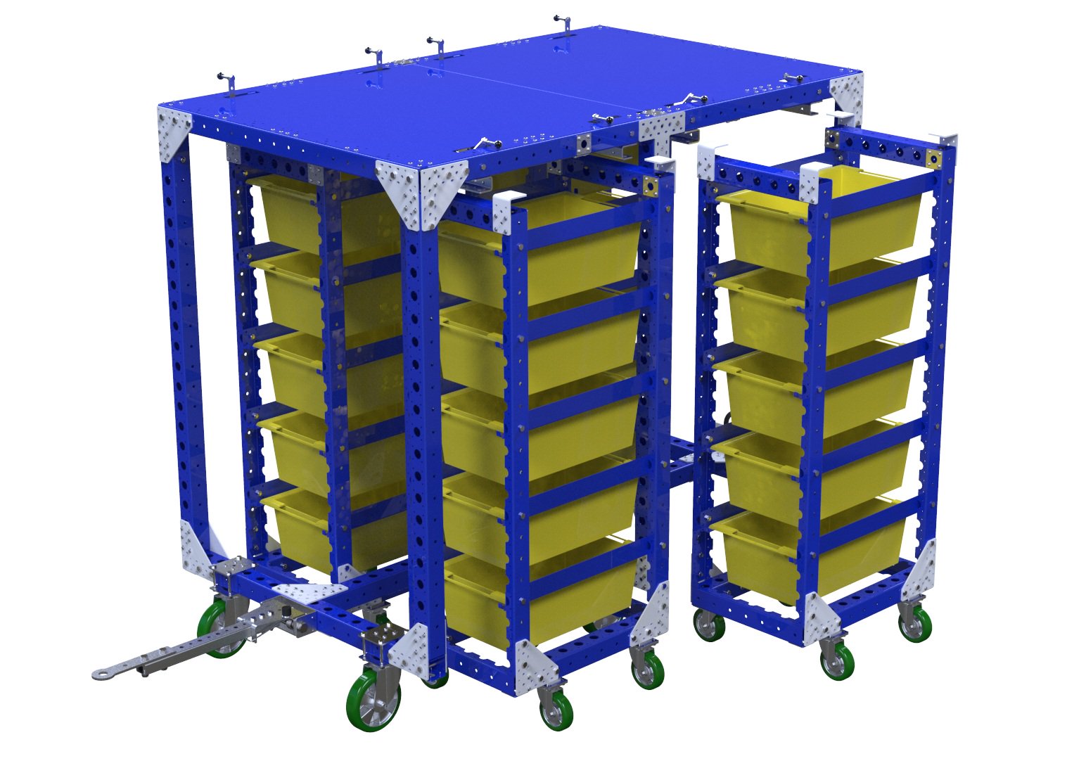 Modular & industrial material handling mother-daughter cart by FlexQube