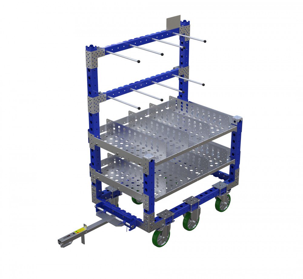 Carrito Kit FlexQube para el manejo de materiales con enganche para remolque