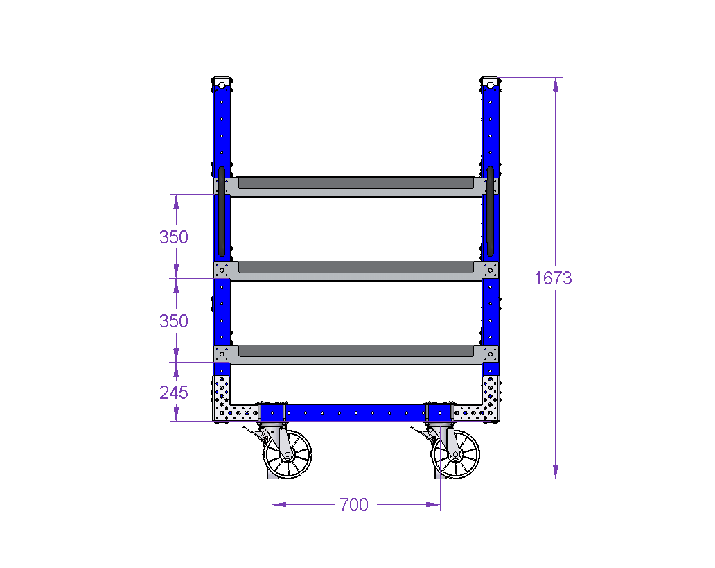 Carro con repisas de flujo - 770 x 1190 mm