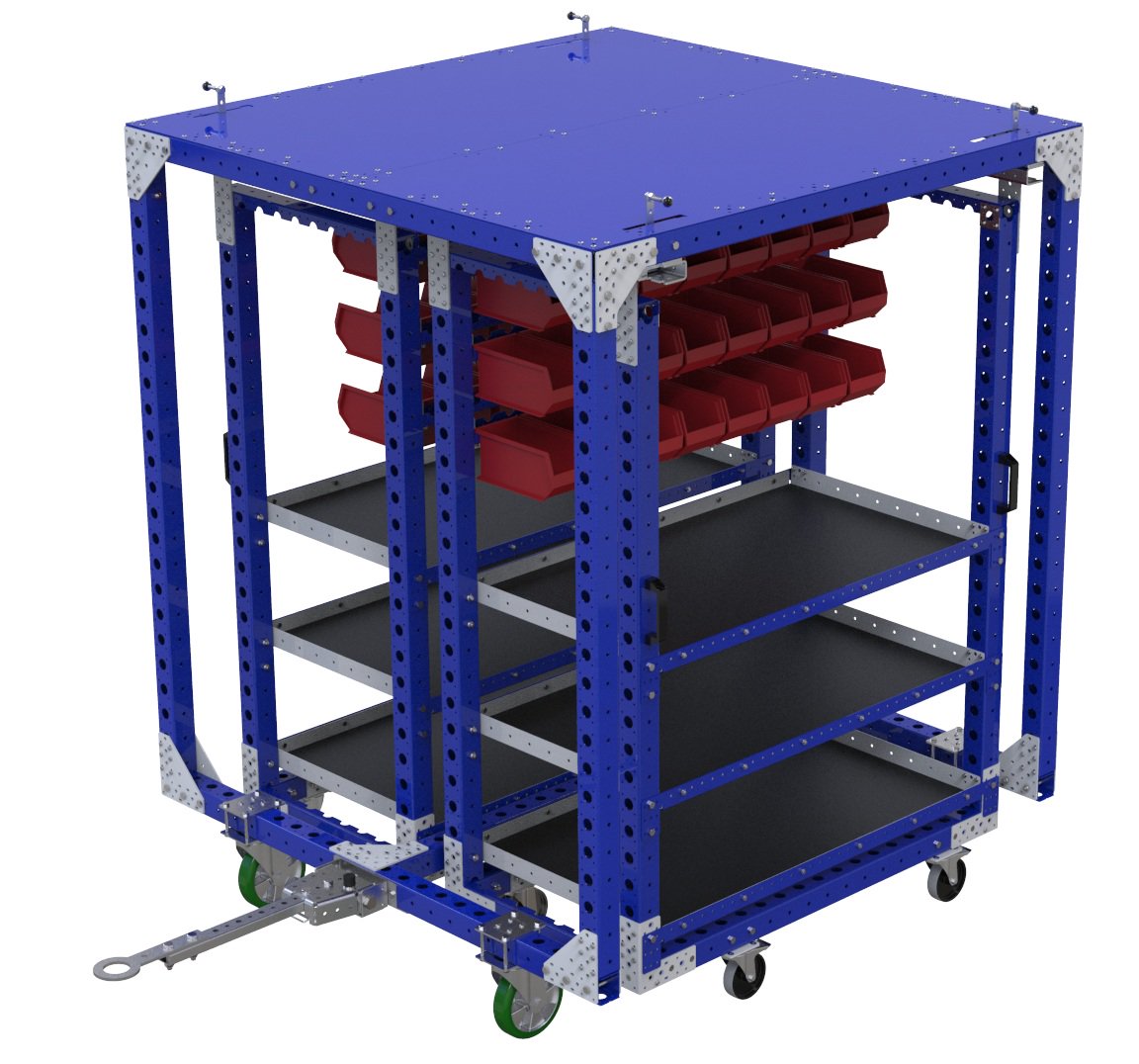 Modular & industrial material handling mother-daughter cart by FlexQube