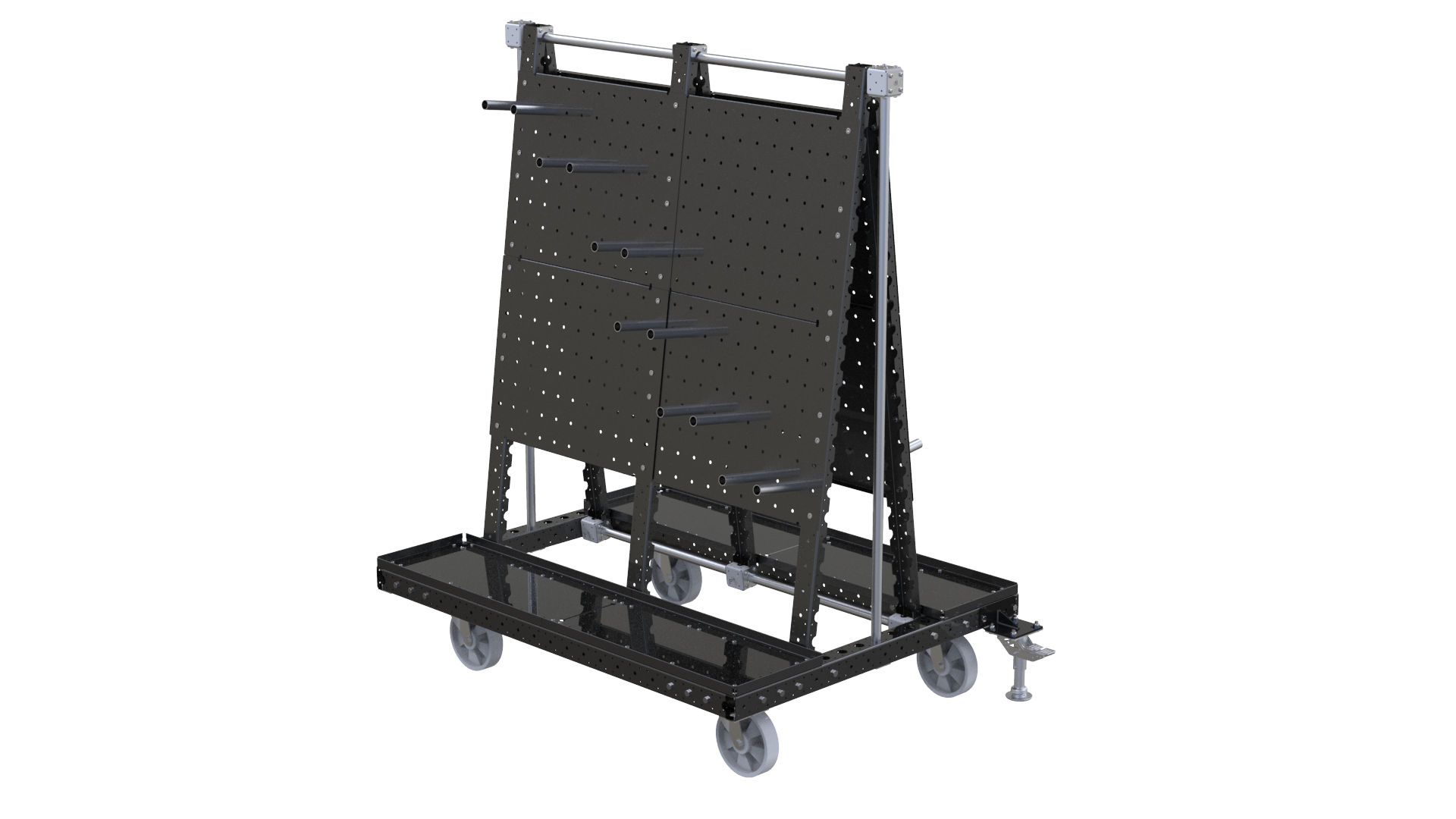 This cart was designed to be used at the assembly area to kit various components.