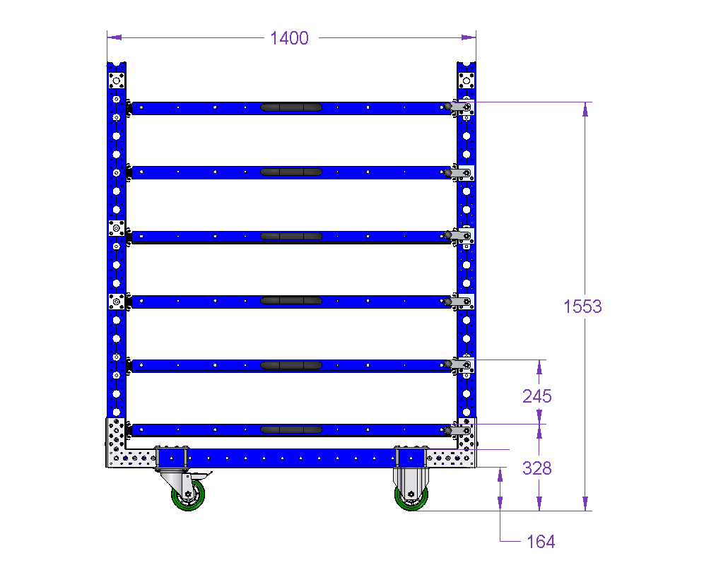 Carro de estantes con cajones extensibles de 1400 mm x 840 mm