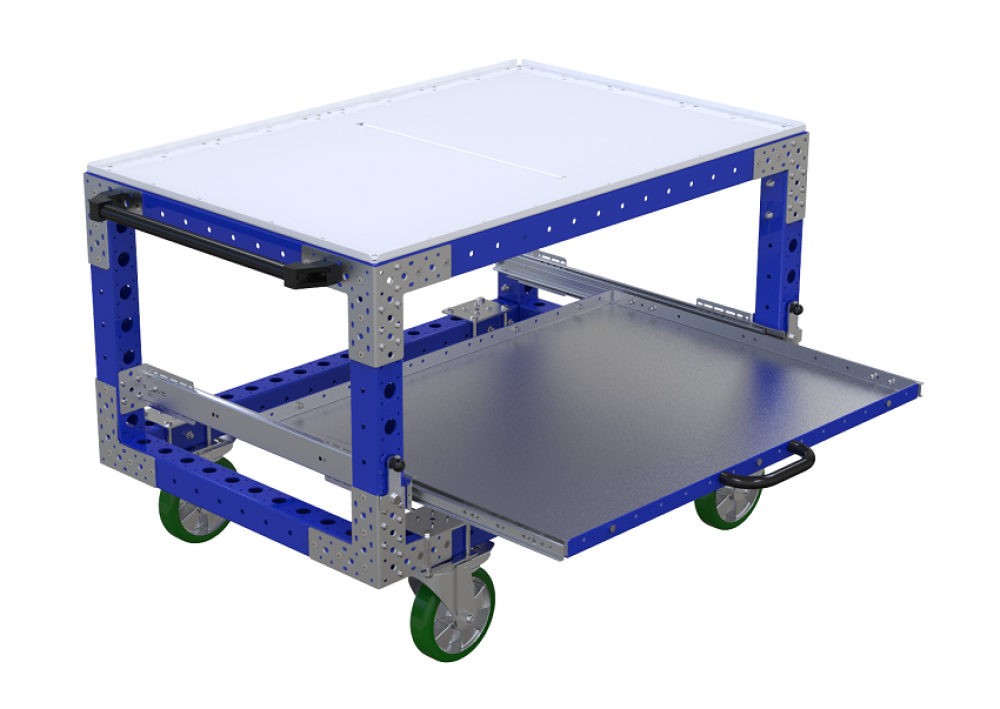 Carrito modular para el manejo de materiales con repisa expandible