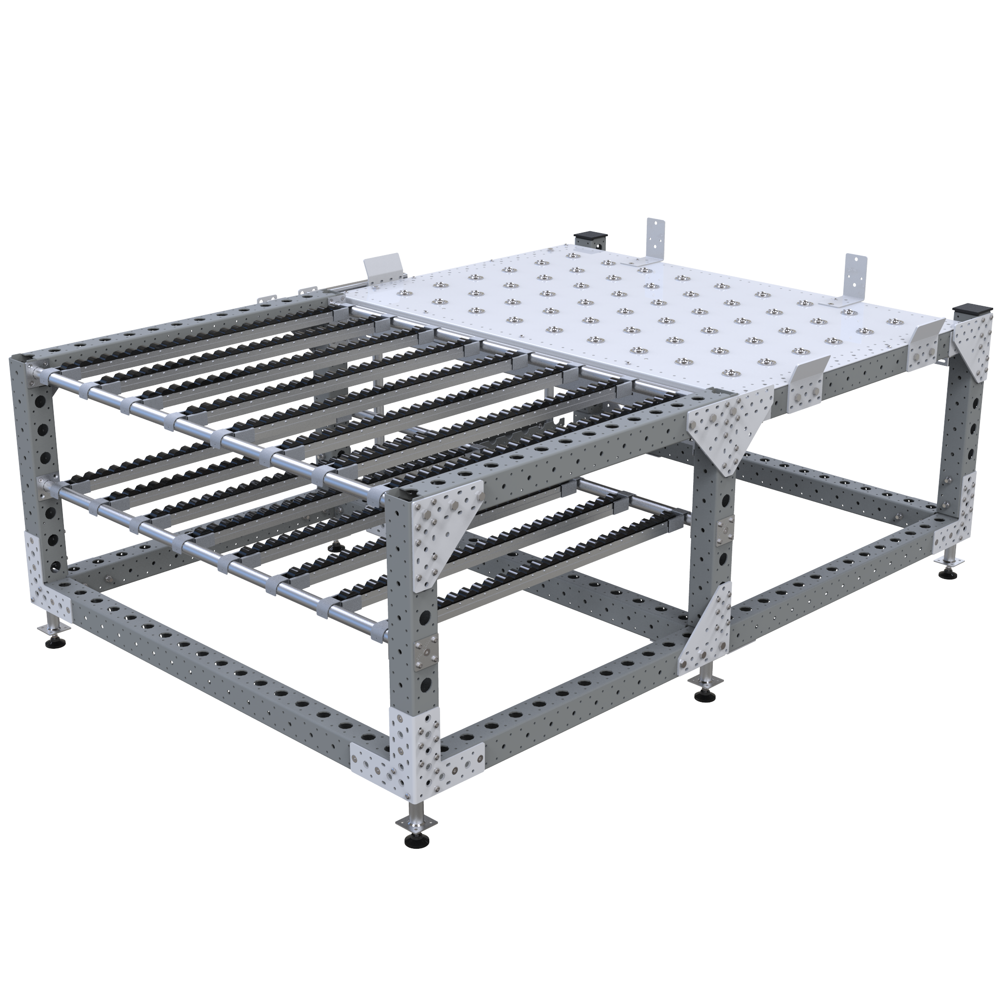 Stationary flow rack used for large heavy panels.