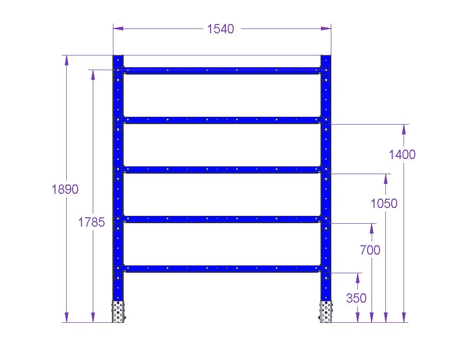 Flachregal-Rack – 1540 × 420 mm