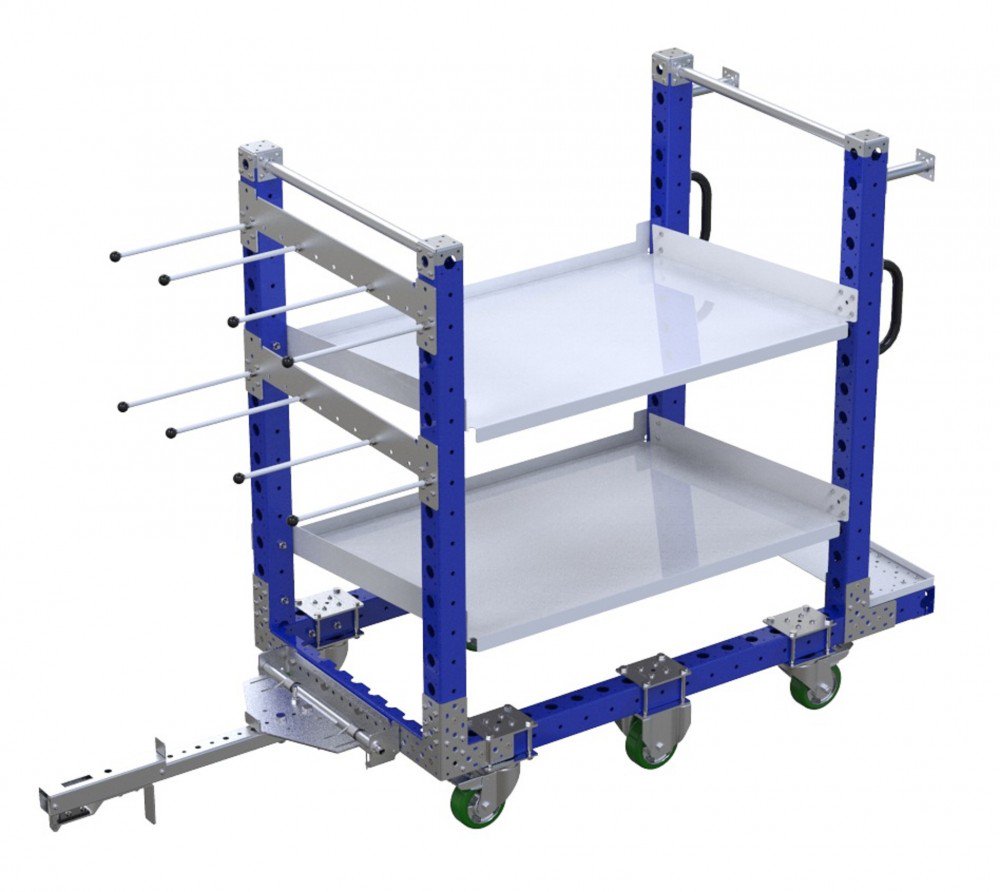 Kit cart with two flow shelves by FlexQube