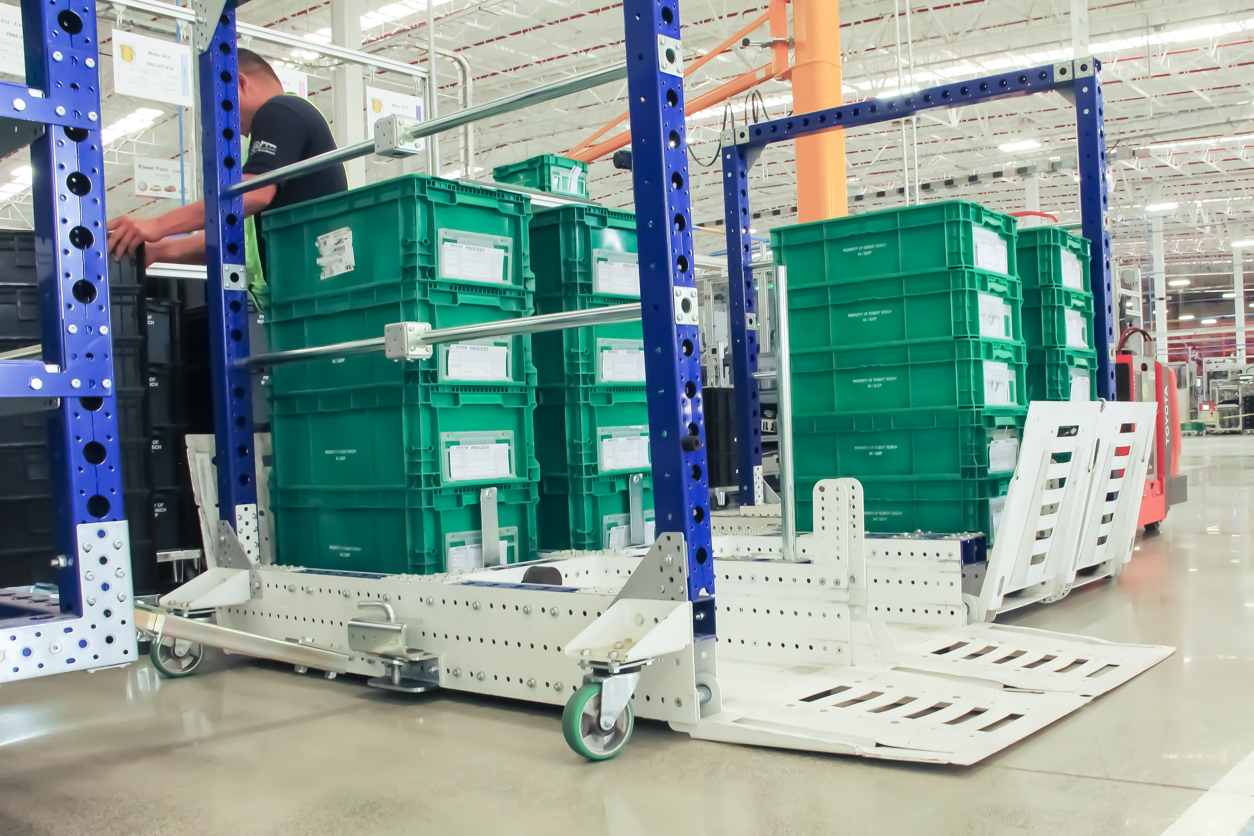 FlexQube Mother-Daughter cart holding totes