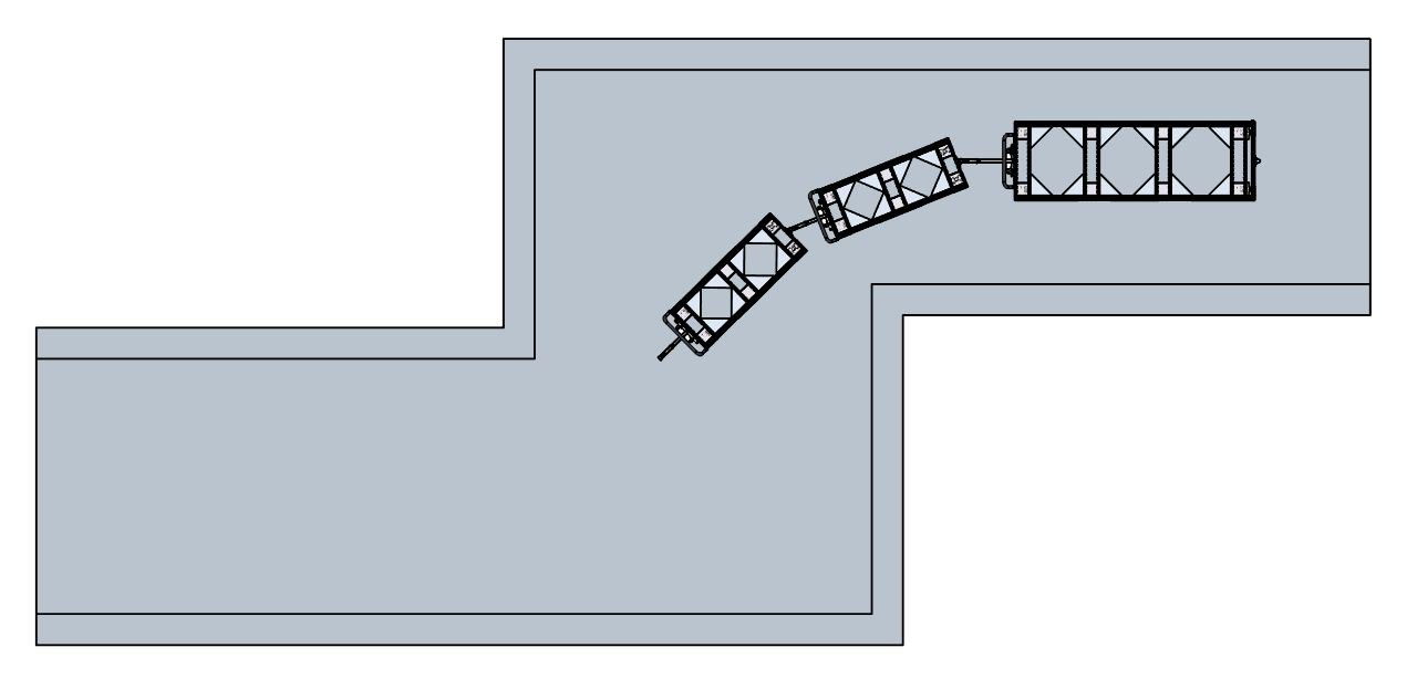 Example of carts tracking in a tugger train