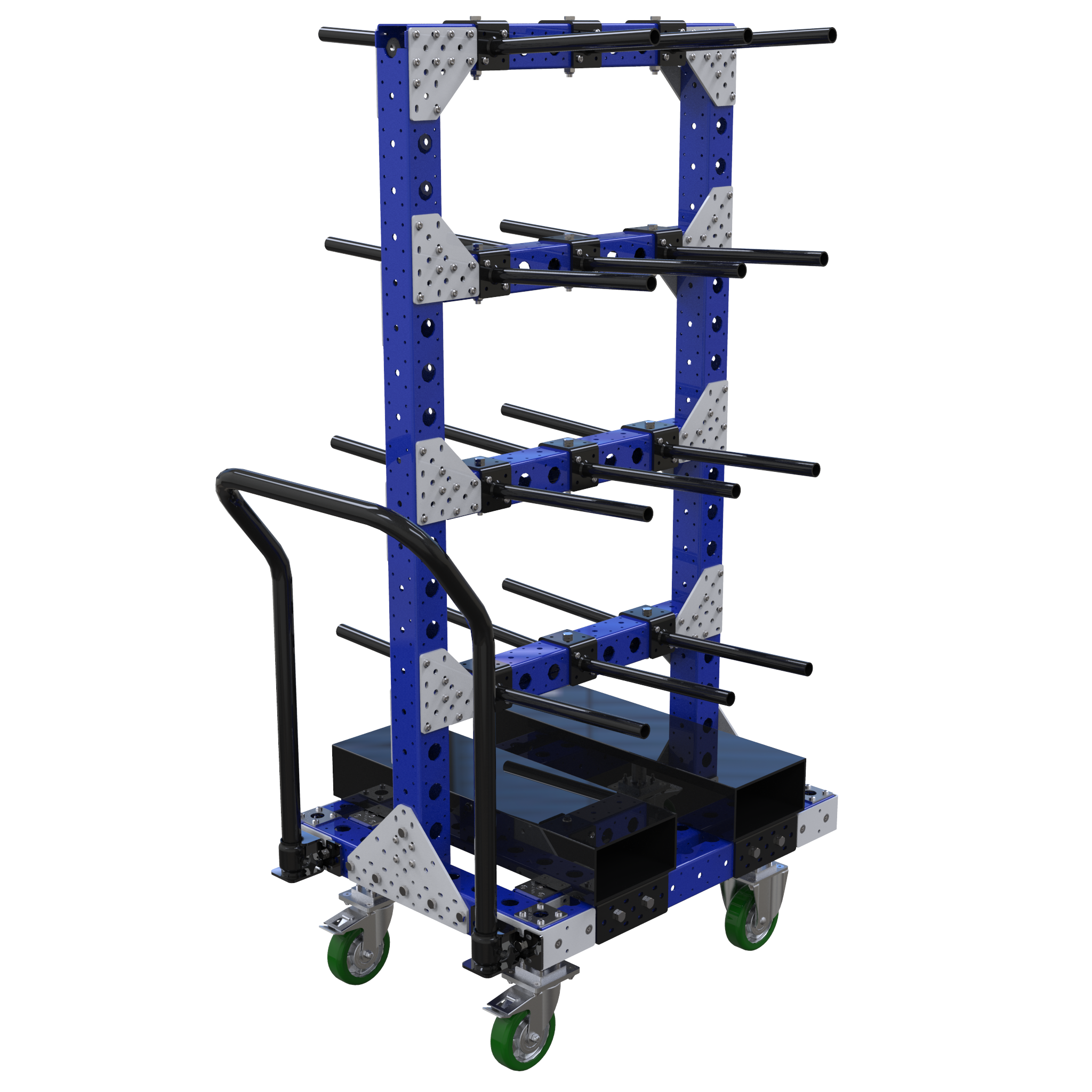 Cart specially designed for hanging components. 