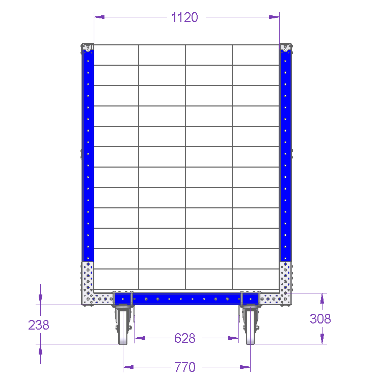 Fächerwagen für 280 × 120 mm Schlitze