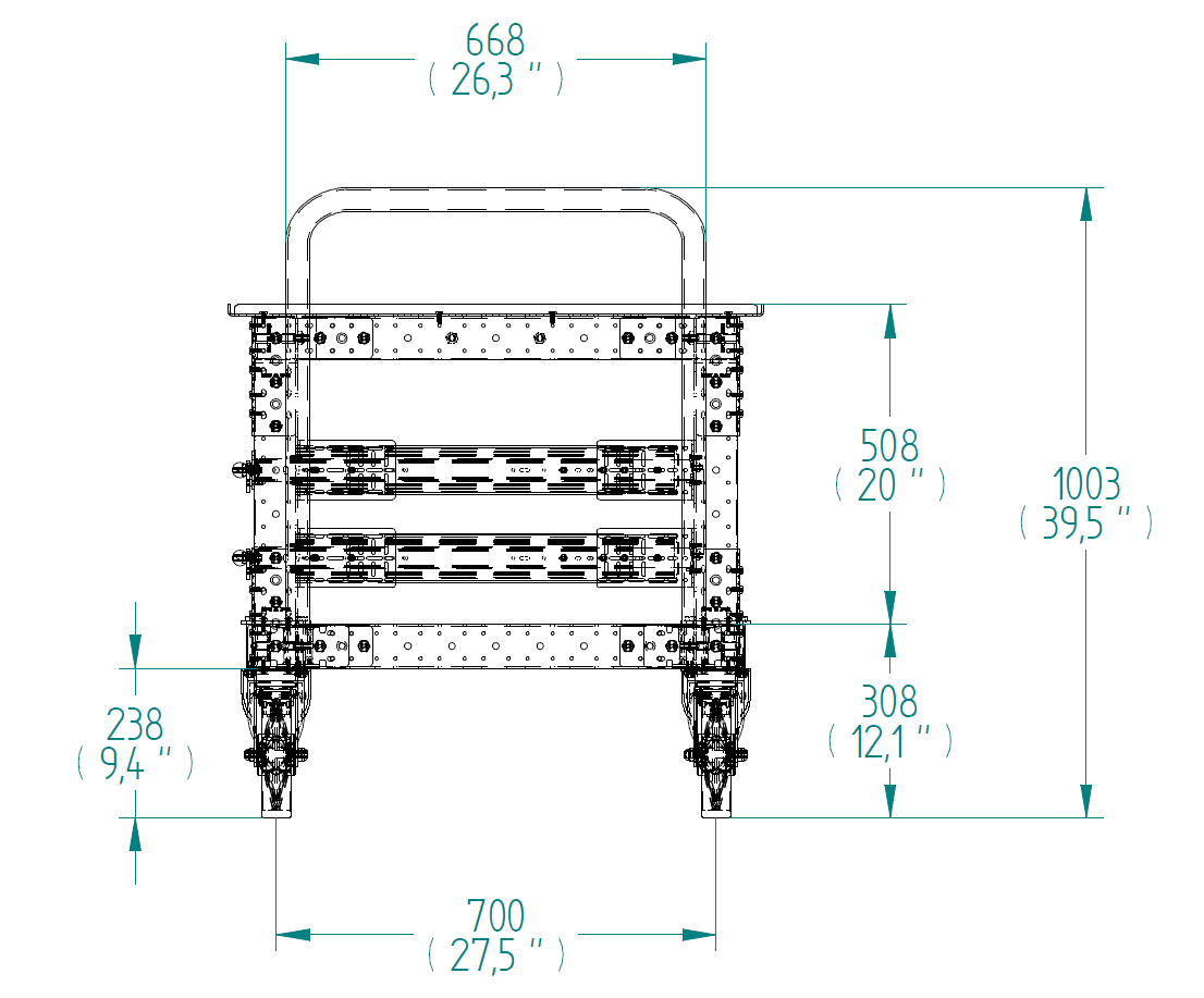 Extendable shelf cart – 770 x 1260 mm