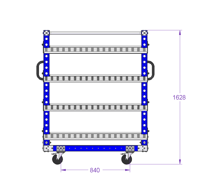Carro de estantería de flujo extraíble - 910 x 1260 mm