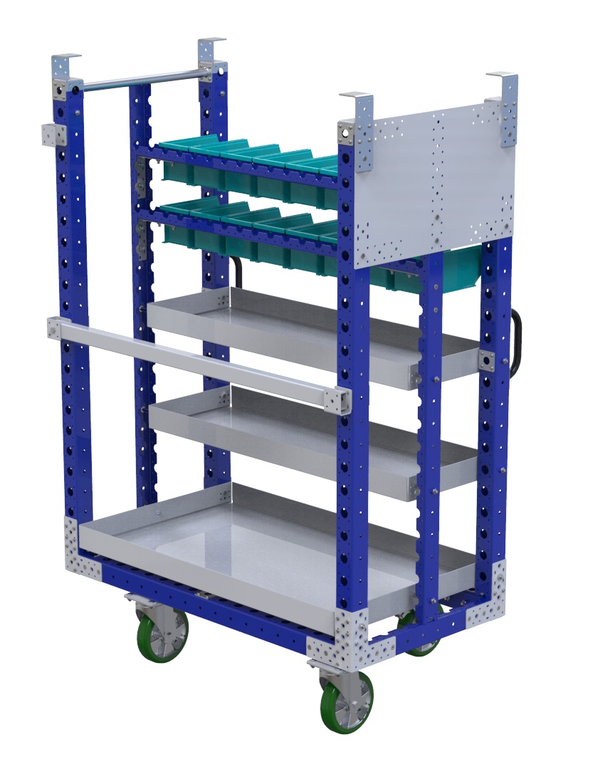 Modular & industrial material handling mother-daughter cart by FlexQube