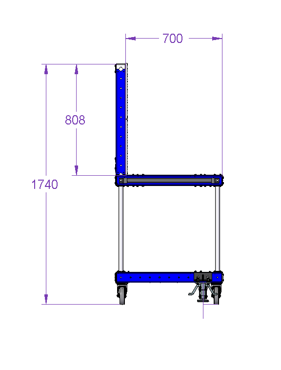 Assembly cart with pegboard – 770 x 2170 mm