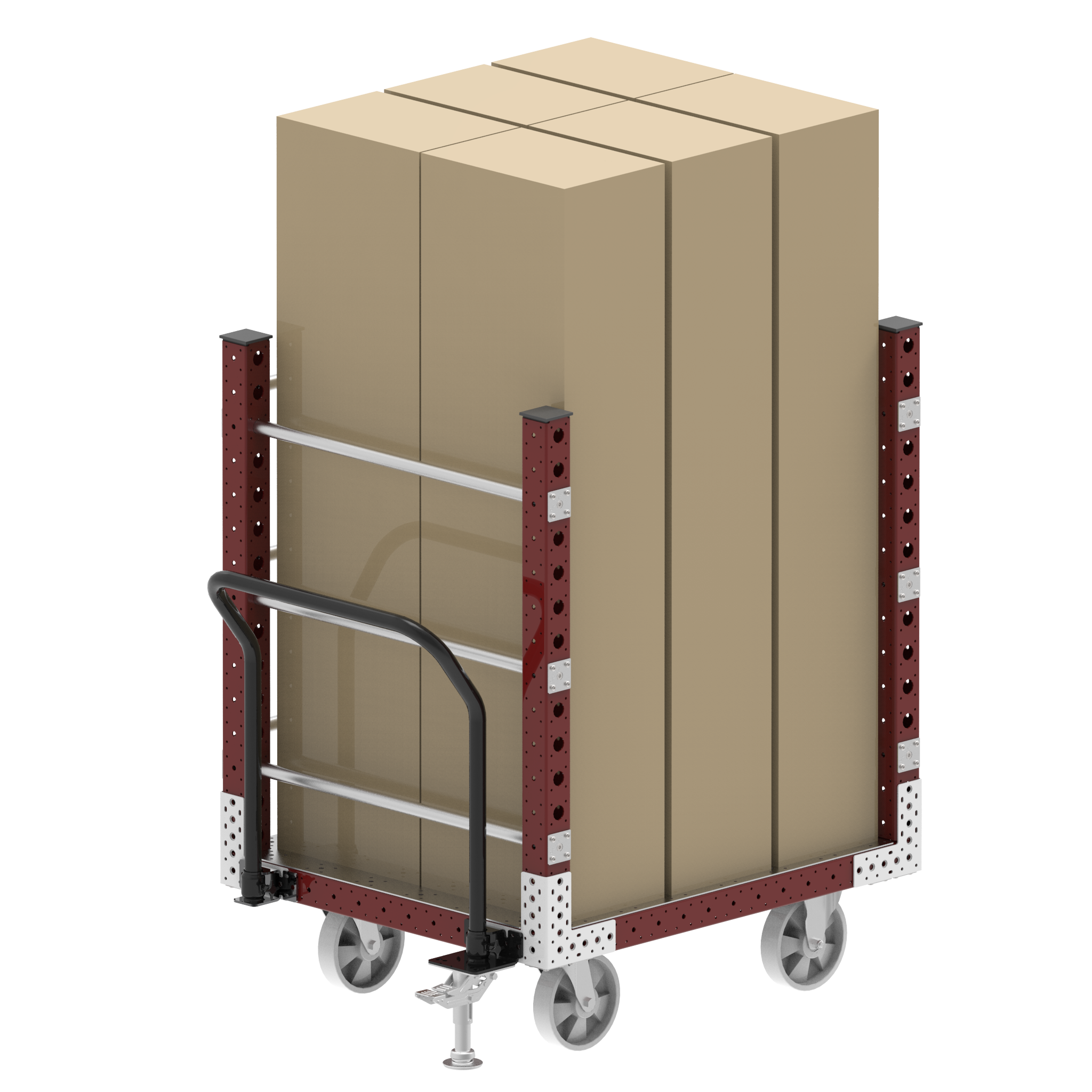 Push cart designed to move large boxes but can also be used for pallets/other containers.