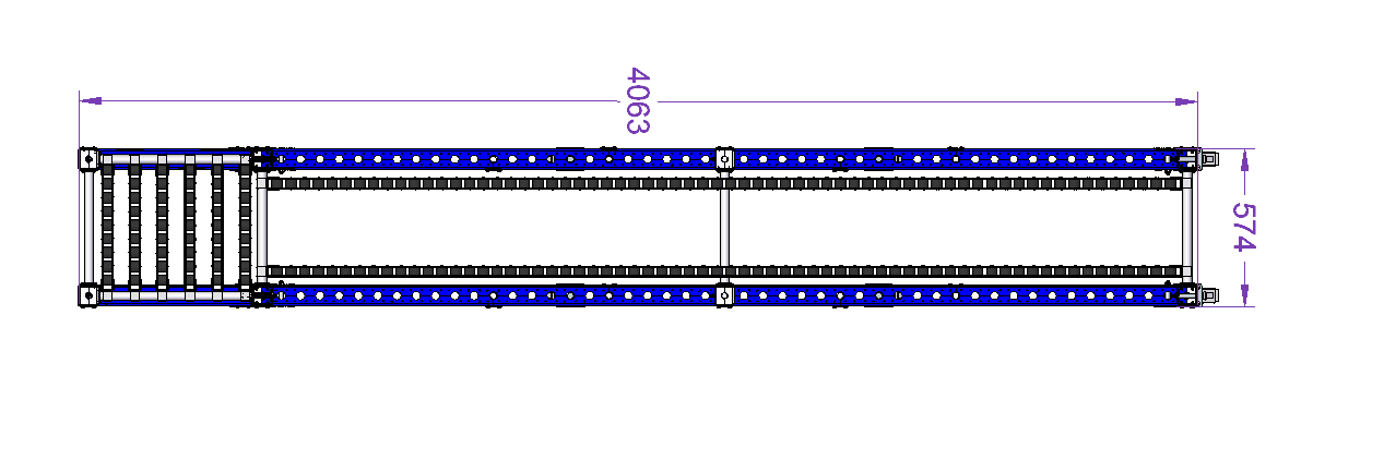 Roller track rack 3430 x 560 mm