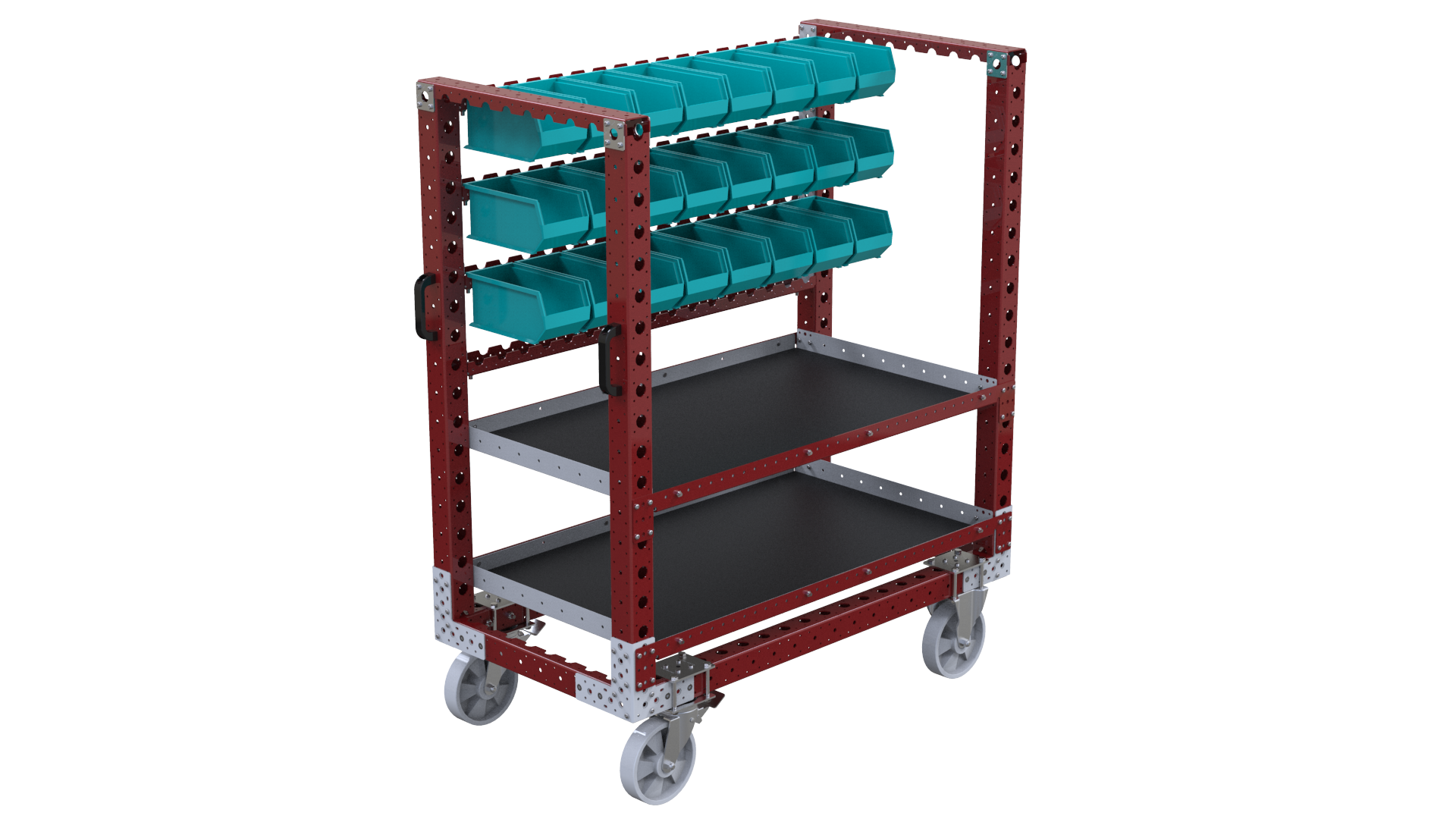 Kit cart equipped with two shelves