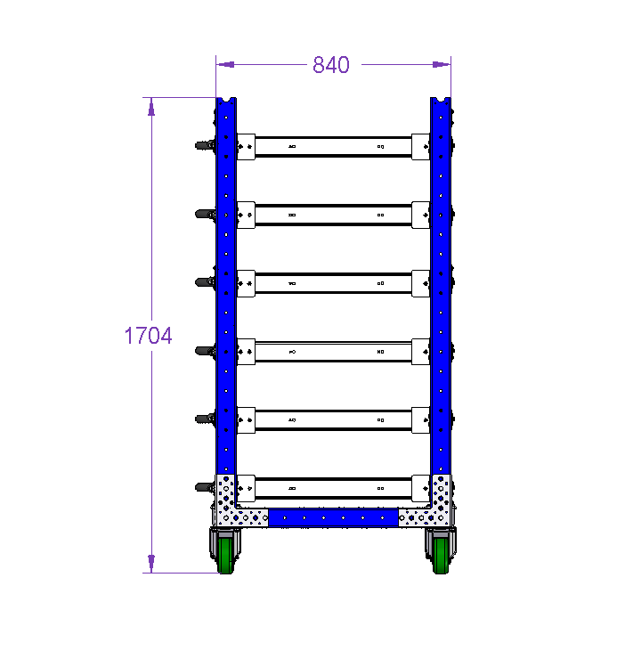 Carro de estantes con cajones extensibles de 1400 mm x 840 mm