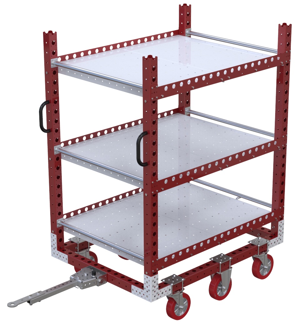 Modular & industrial material handling shelf cart in red by FlexQube