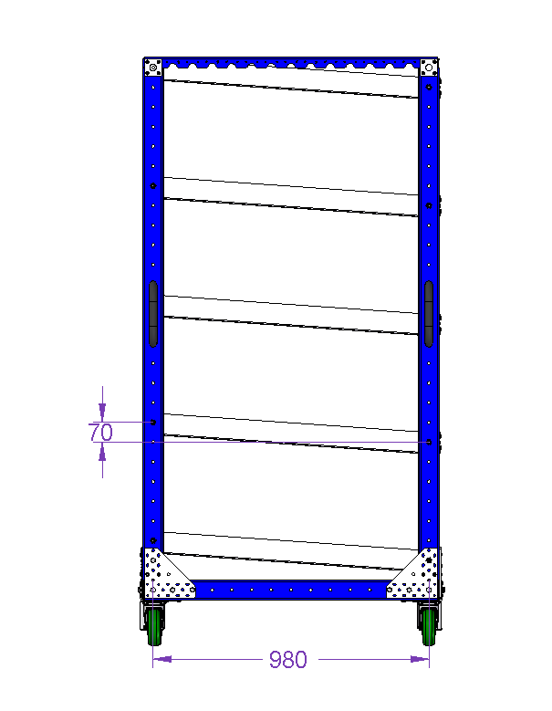 Carro de estante de flujo - 1050 x 1400 mm