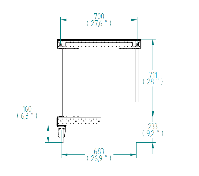 Mesa de ensamble - 770 x 2170 mm