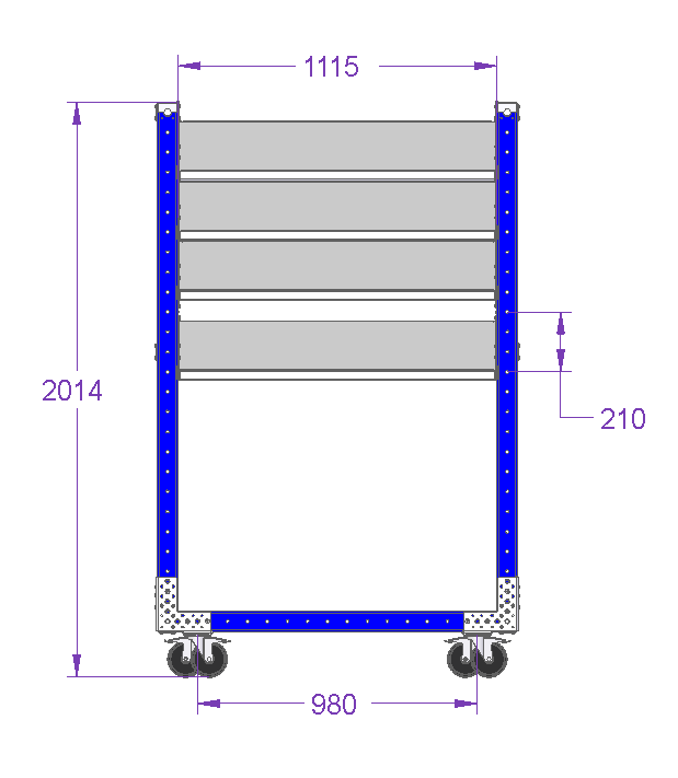 Carro de estantería de flujo - 1260 x 770 mm