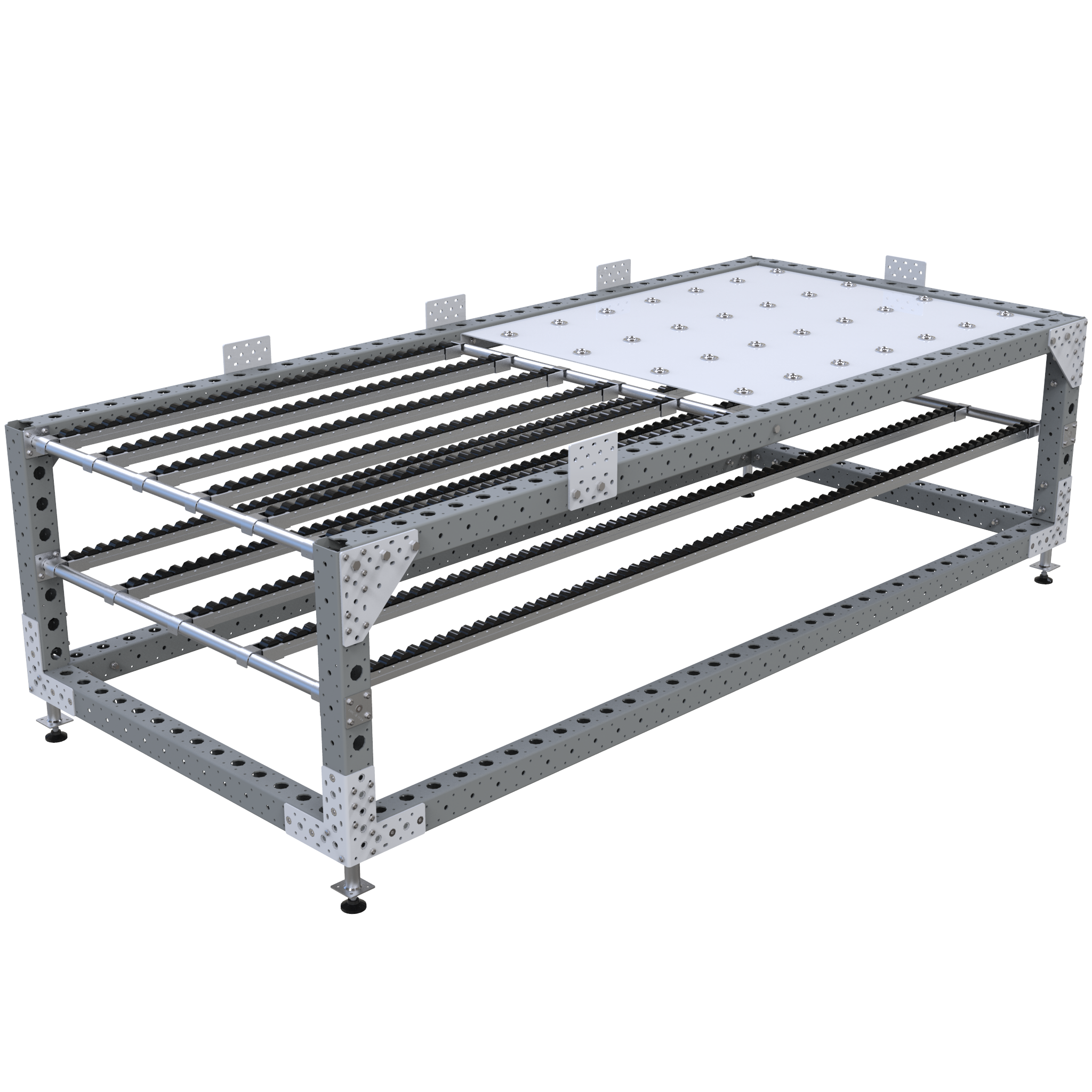 The rack is designed to hold larger panels.