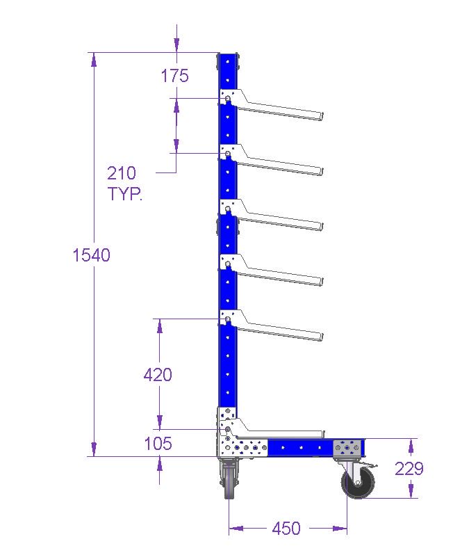 Removable Flow Shelf Cart – 910 x 560 mm