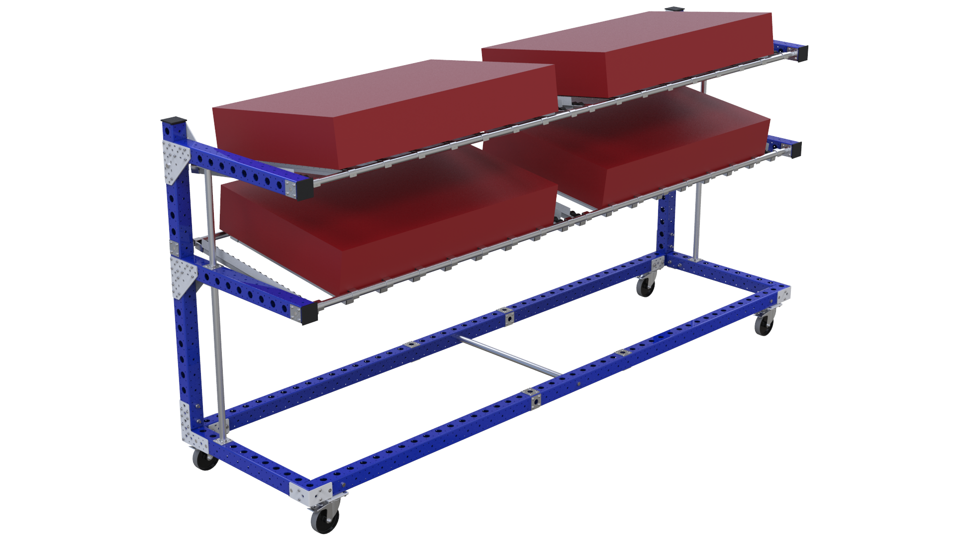 Movable flow rack designed to be placed over a desk or work station.