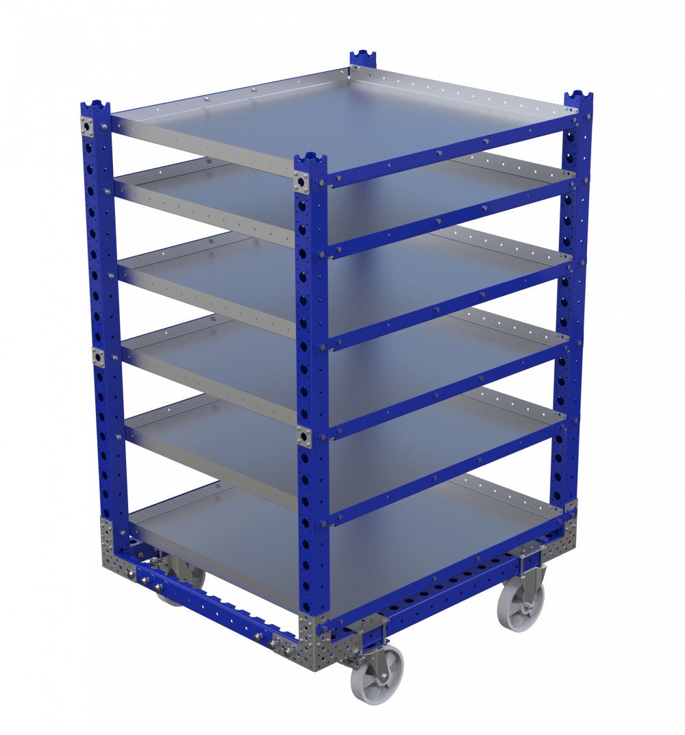 Flat shelf cart compatible with LiftRunner system