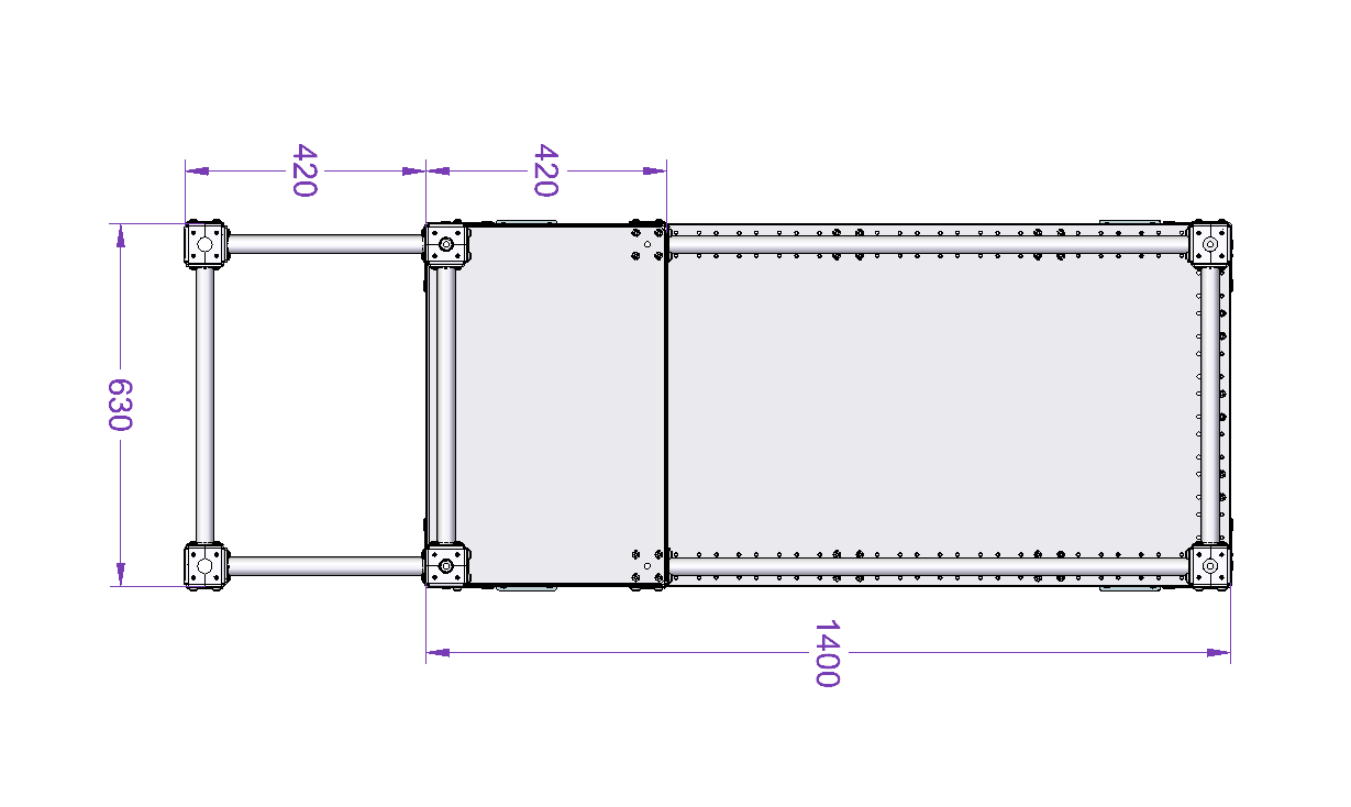 Carretilla con Contenedor Ligero 1400 x 630 mm