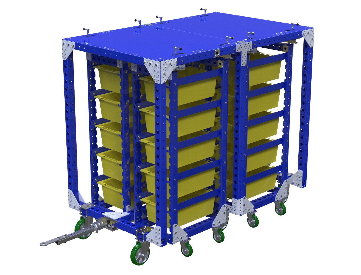 Modular & industrial material handling mother-daughter cart by FlexQube