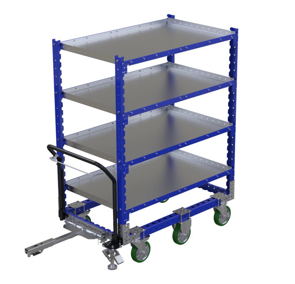 Modular flat shelf tugger cart