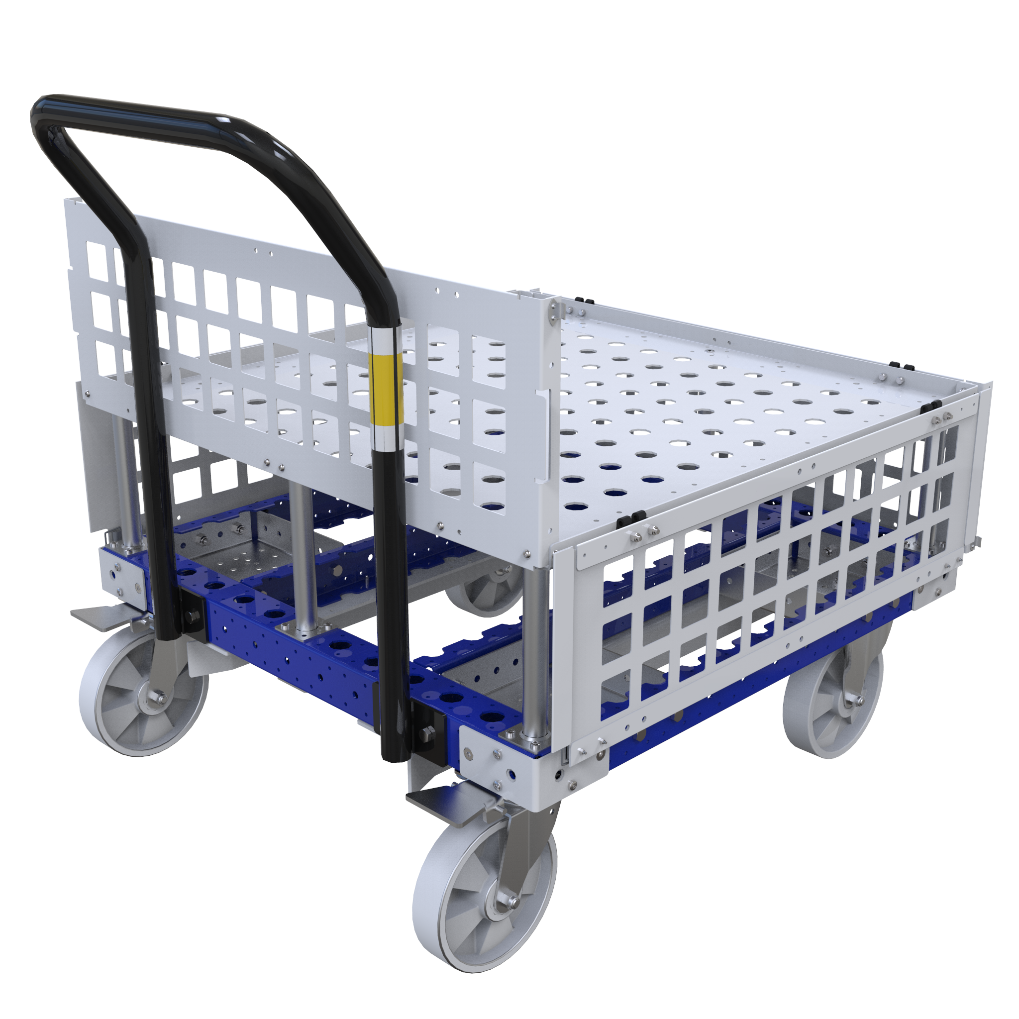 Push cart designed with a top structure to hold containers/boxes/lose parts.